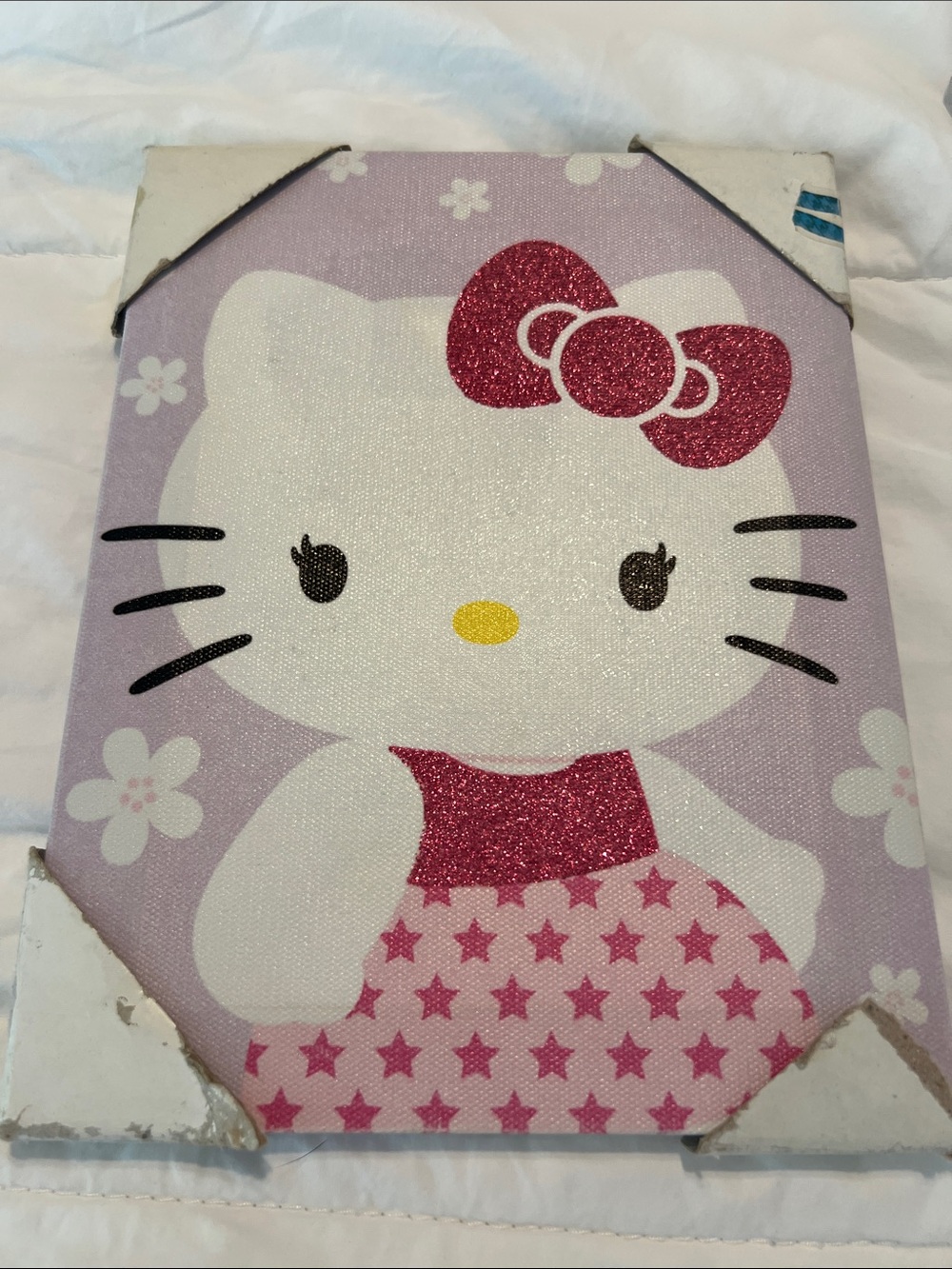 Hello Kitty Pink & White Glitter Wall Canvas Sanrio